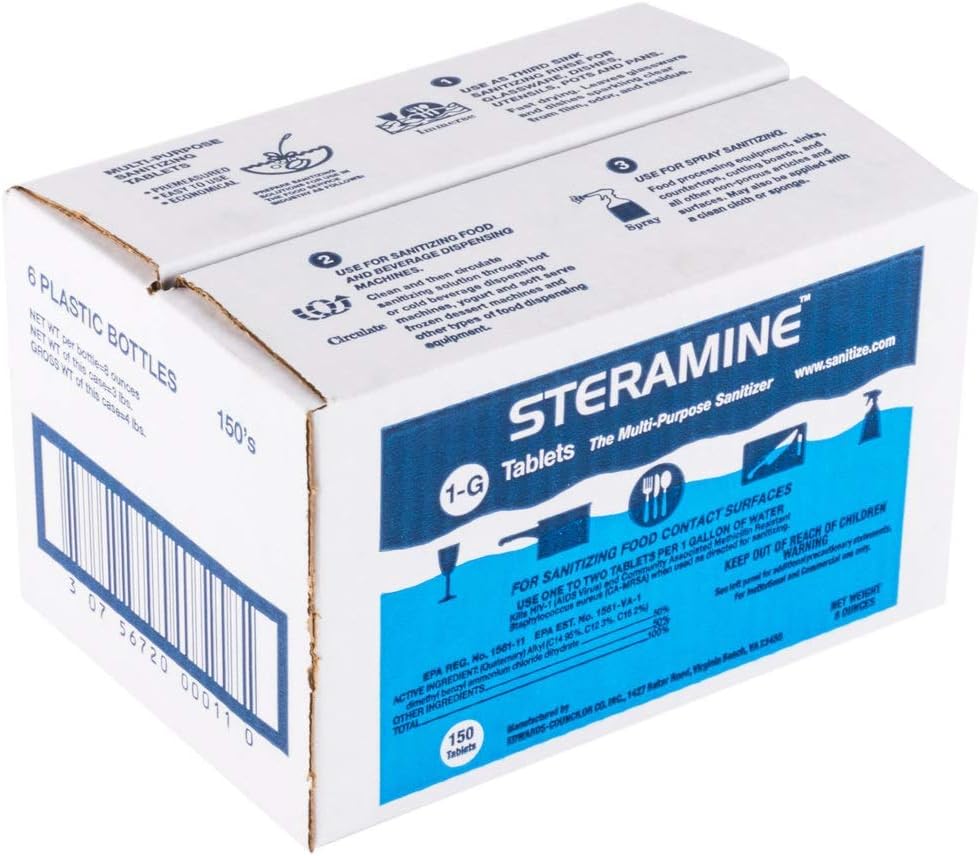 Edwards-Councilor S150E48 Steramine Sanitizer Tablets (Sanitabs) 150 Count Bottle - Pack of 6