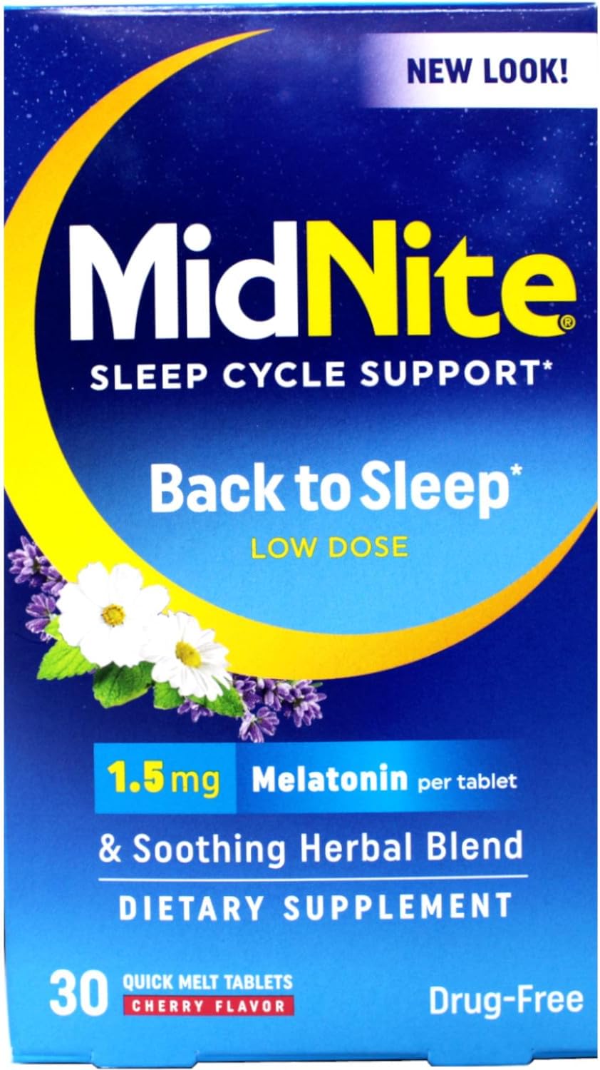 Midnite Cherry Chewable Tablets – Melatonin-Based Formula – 30 Tablets Each (4 Pack)