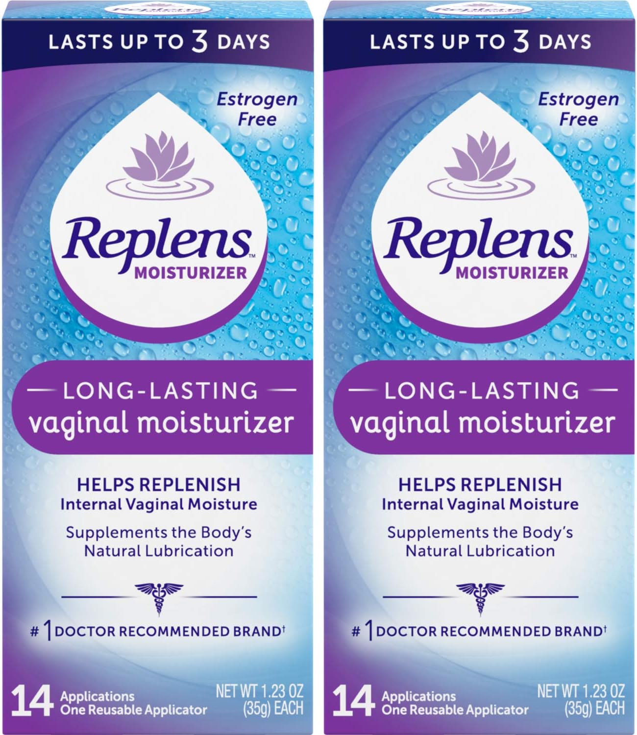 Replens Moisturizing Gel for Women – 2 Pack (14 Applications, 1.23 oz Each)