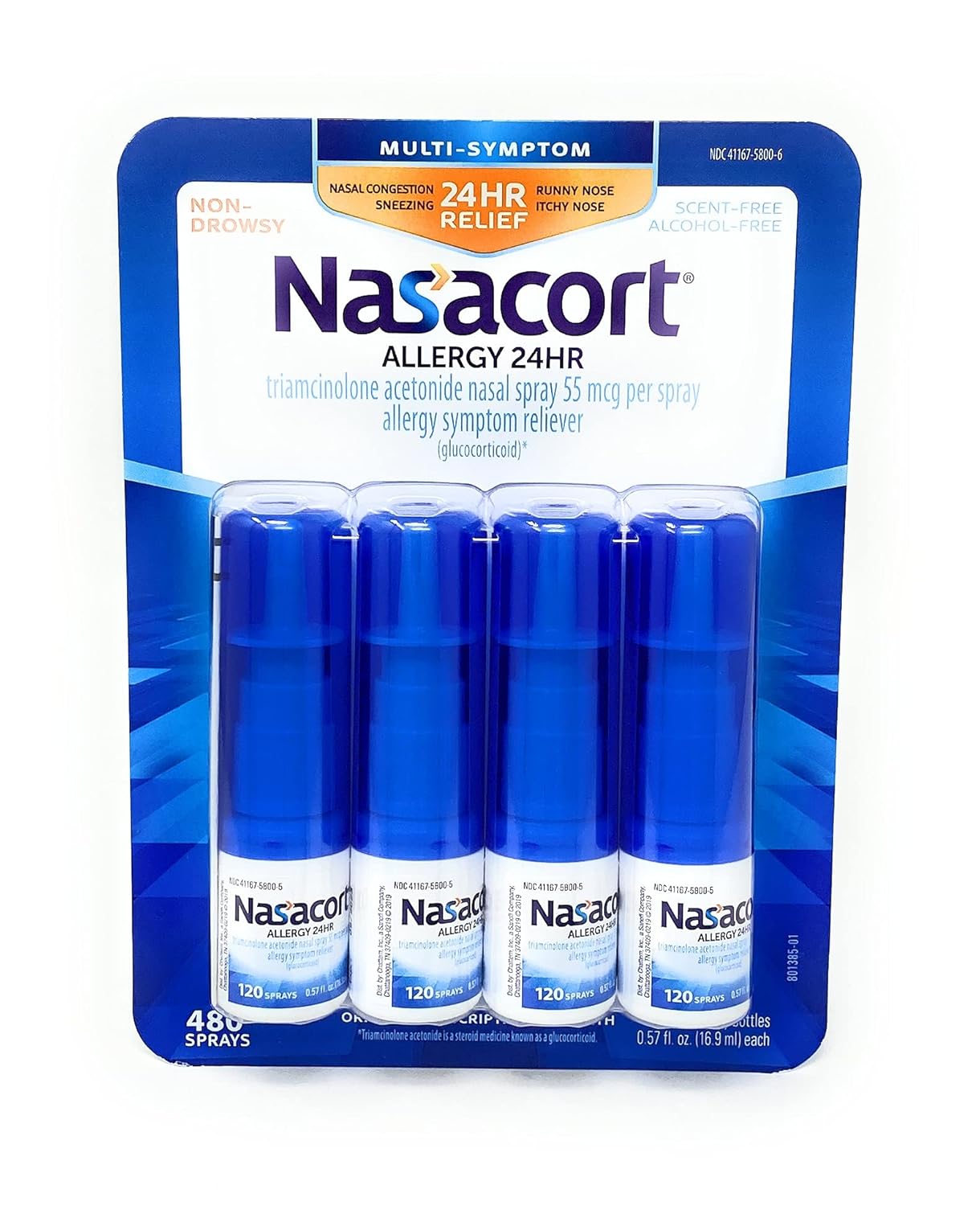 Nasacort Nasal Spray – 0.57 fl oz (4 Pack) – 120 Metered Sprays per Bottle