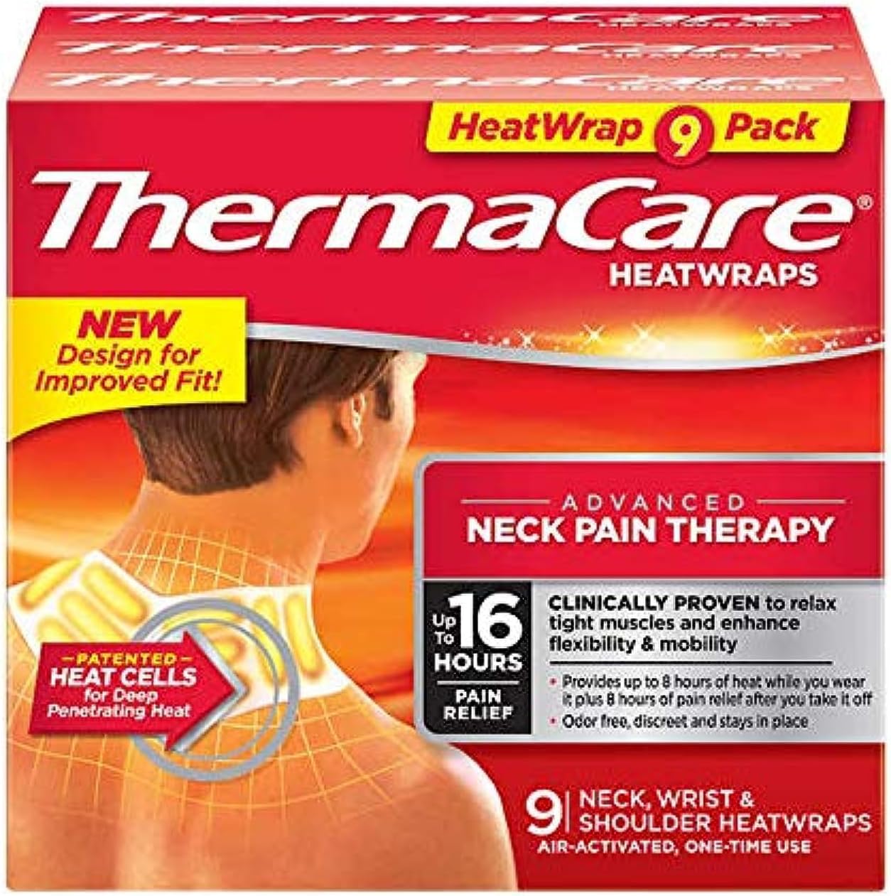 ThermaCare HeatWraps – Air-Activated Wraps for Neck, Wrist & Shoulder – 9 Count