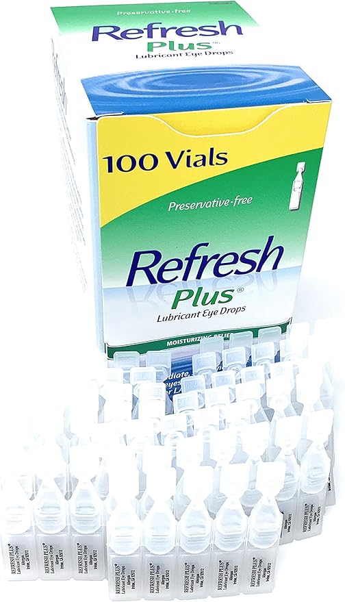 Allergan Refresh Plus Lubricant Eye Drops Single-Use Vials, Clear, (100 Count (Pack of 1))