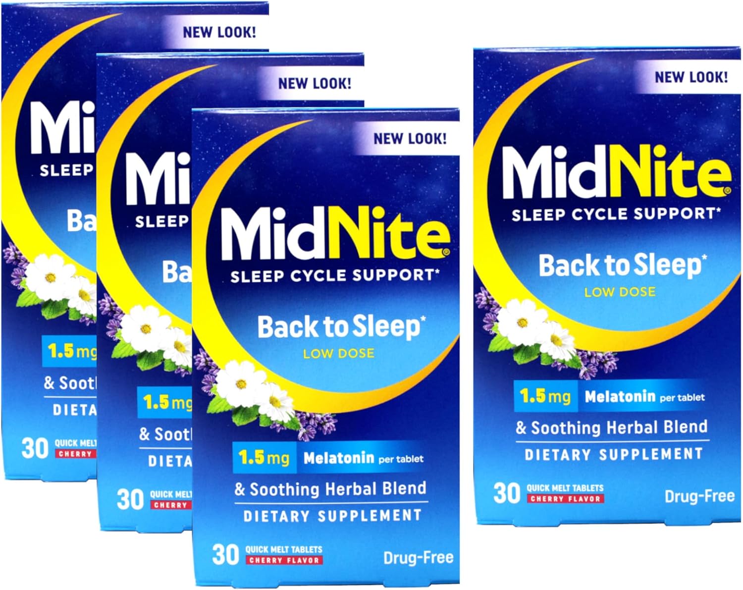 Midnite Cherry Chewable Tablets – Melatonin-Based Formula – 30 Tablets Each (4 Pack)