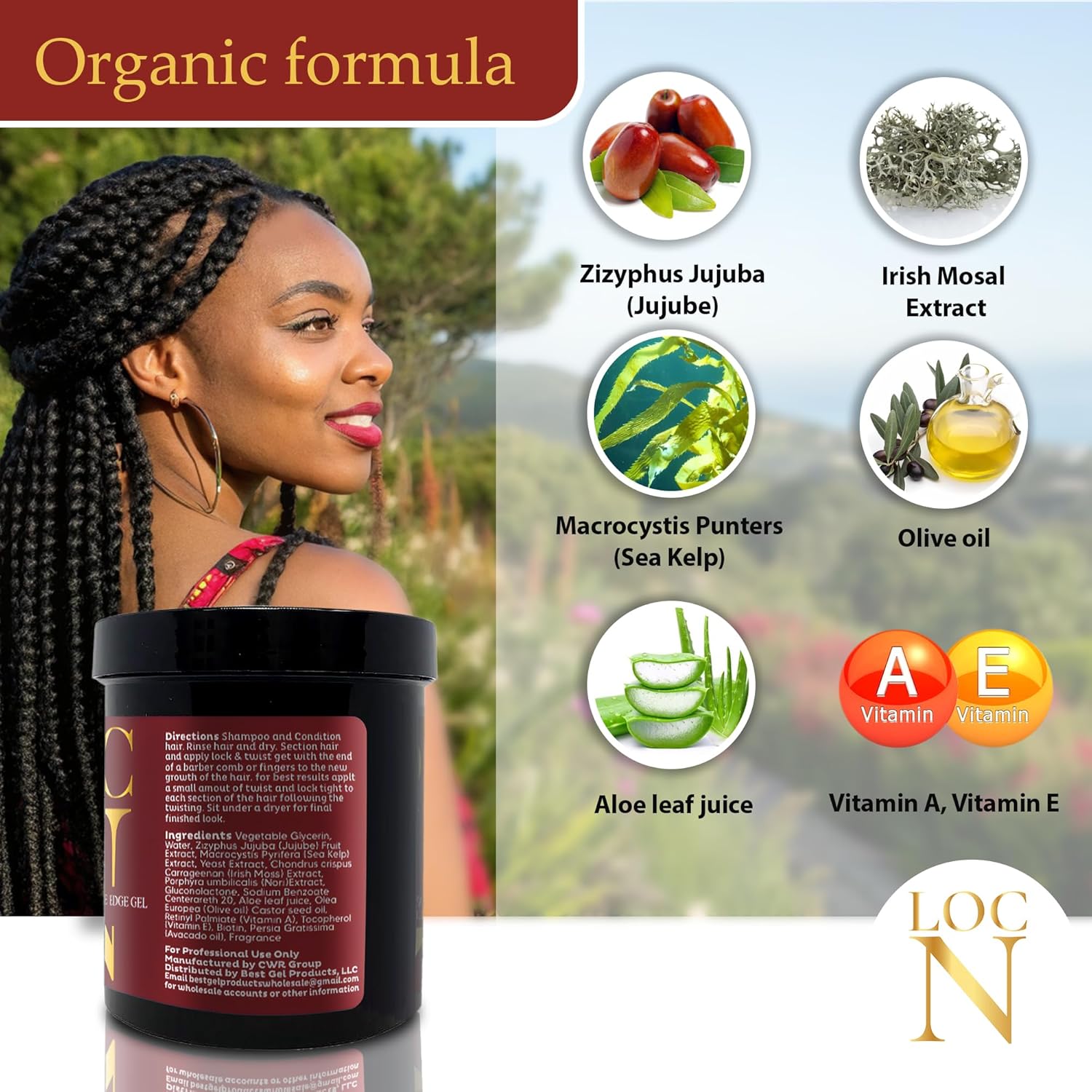 Loc N Twist Braids & Edge Control Gel – Extra Hold,16oz | For Locs, Twists, Braids, Cornrows, Wraps & Edges | Non-Greasy, Natural Ingredients, All Hair Types