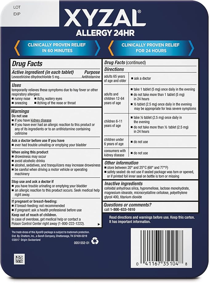 Xyzal Tablets – 55 Count (Pack of 2)