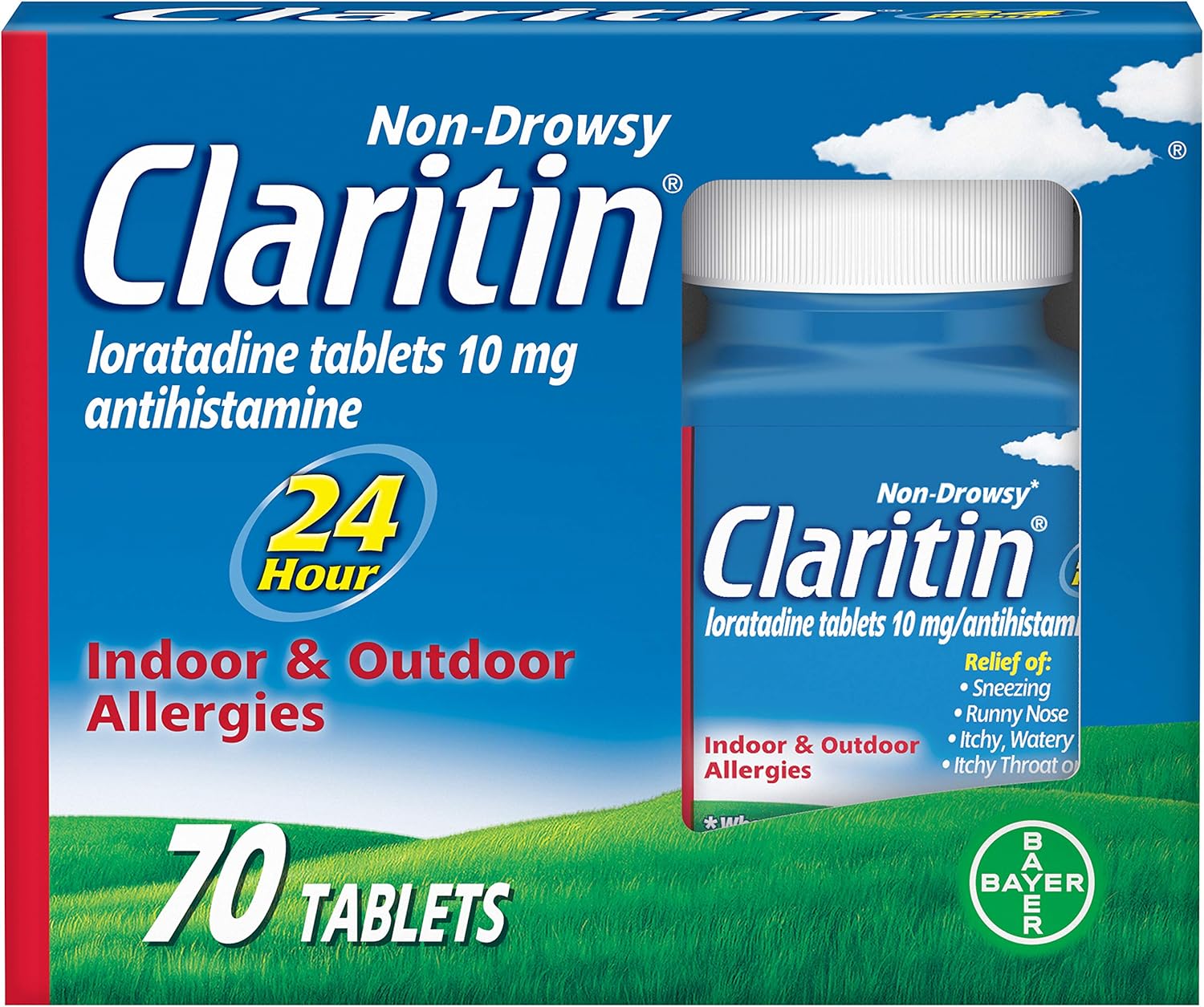 Claritin Loratadine Tablets – 24 Hour Non-Drowsy Antihistamine – 70 Count