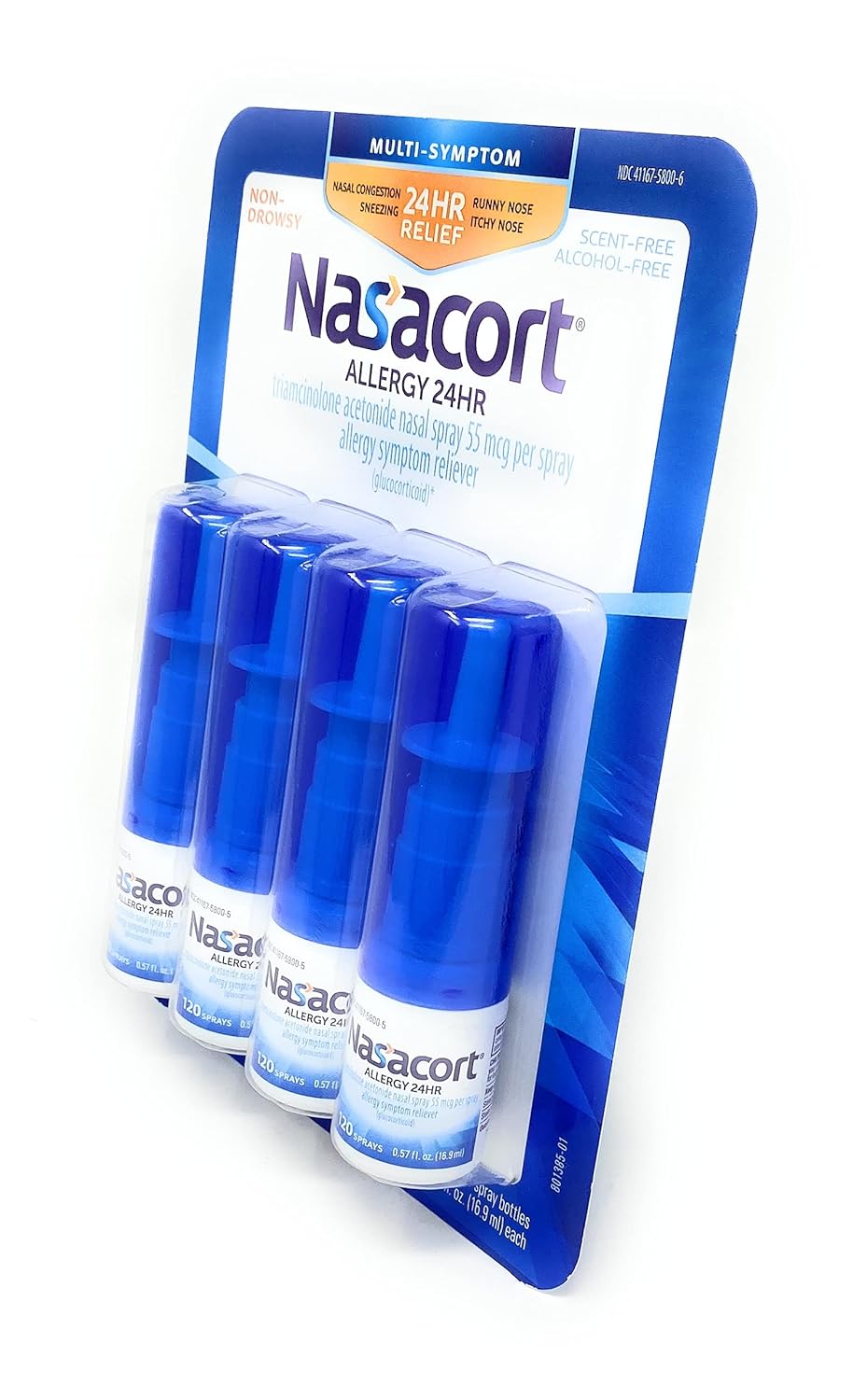 Nasacort Nasal Spray – 0.57 fl oz (4 Pack) – 120 Metered Sprays per Bottle